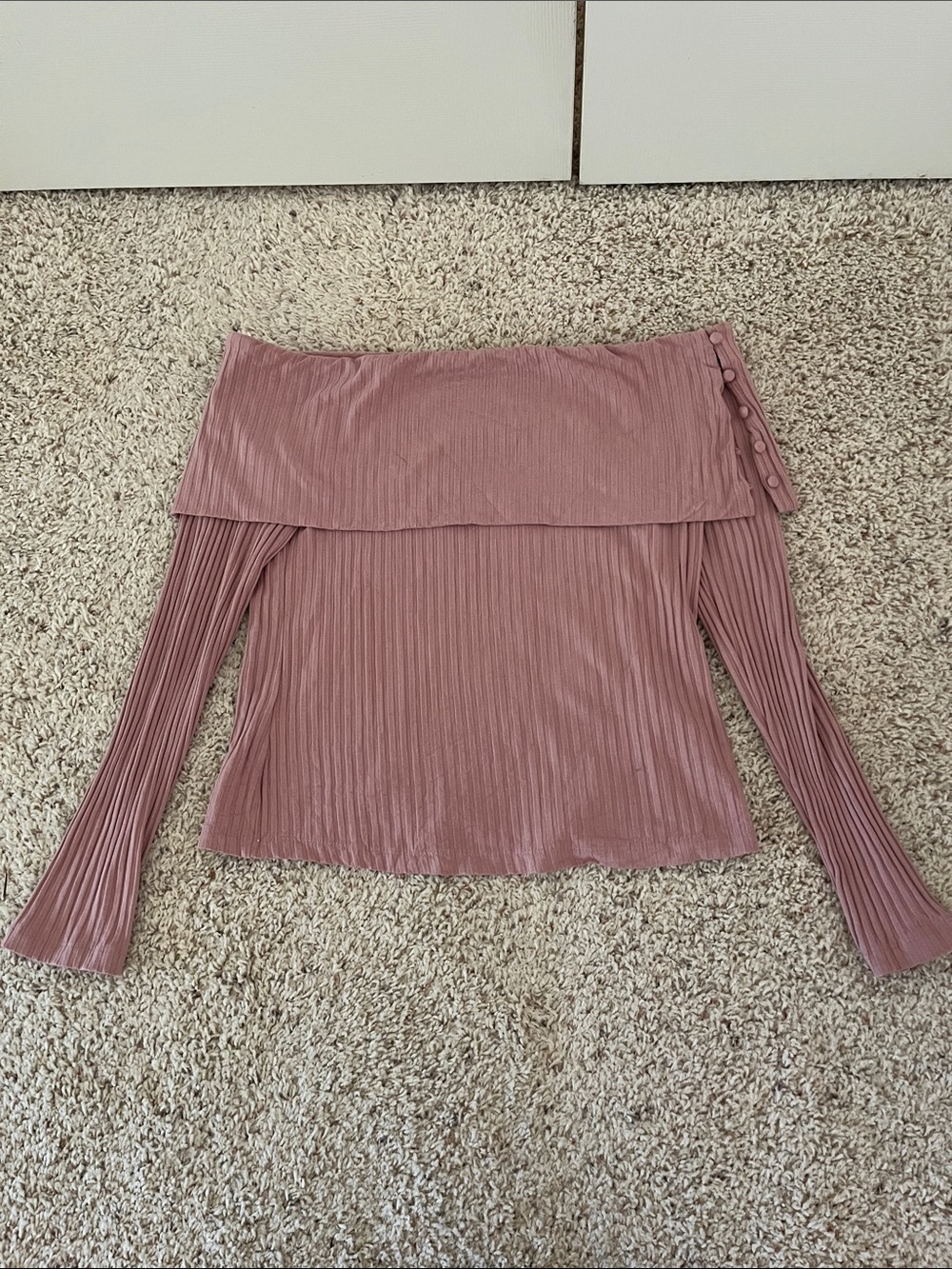 Anthropologie Pleated Off-Shoulder Tunic - Mauve